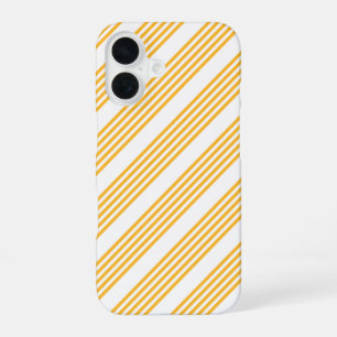Coque iPhone 16 Motif à cinq bandes jaune et blanc ensoleillé