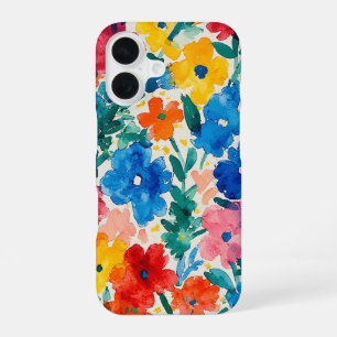 Coque iPhone 16 Motif aquarelle floral maximaliste