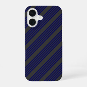 Coque iPhone 16 Motif bleu marine et charbon cinq bandes