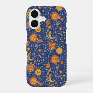 Coque iPhone 16 Motif céleste dessiné à la main - 