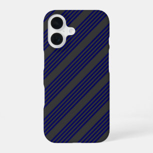 Coque iPhone 16 Motif cinq rayures bleu marine et charbon