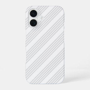 Coque iPhone 16 Motif cinq rayures gris clair et blanc