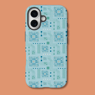 Coque iPhone 16 Motif de carte bleue et Turquoise