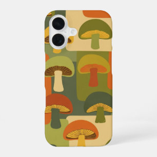 Coque iPhone 16 Motif de champignon stylisé vintage