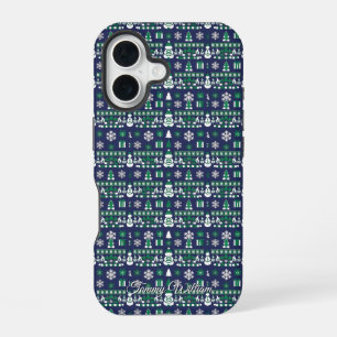 Coque iPhone 16 motif de chandail mignon et moche de noël