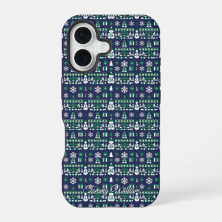 Coque iPhone 16 motif de chandail mignon et moche de noël