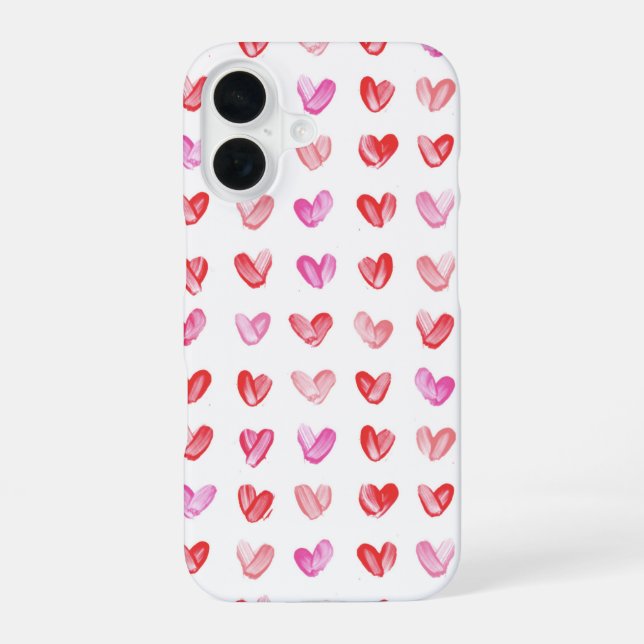 Coque iPhone 16 Motif de coeur couleur rouge et rose (Verso)