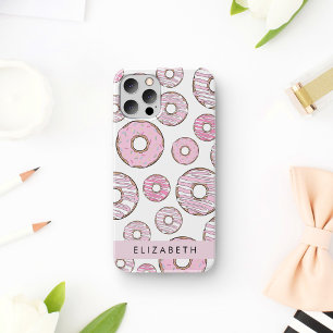 Coque iPhone 16 Motif de donuts, Donuts roses, Glaçage, Votre nom