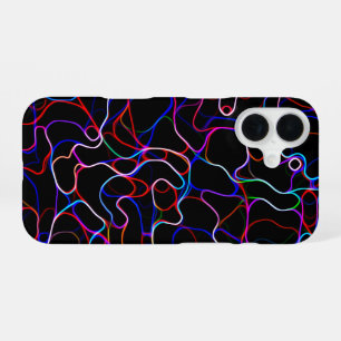 Coque iPhone 16 Motif de ligne courbe multicolore Neon -COOL