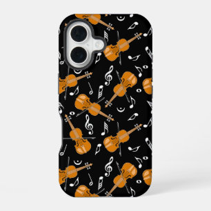 Coque iPhone 16 Motif de notes de musique violon