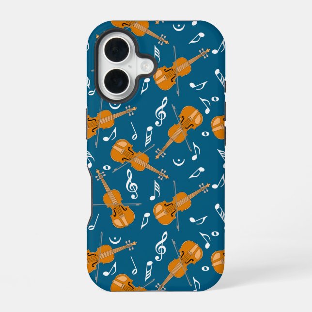 Coque iPhone 16 Motif de notes de musique violon (Verso)
