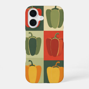 Coque iPhone 16 Motif de poivron tricolore vintage