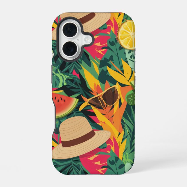 Coque iPhone 16 Motif d'été coloré (Verso)