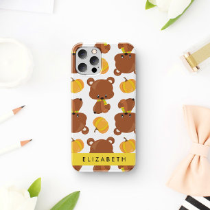 Coque iPhone 16 Motif d'ours, ours mignons, citrouille, votre nom