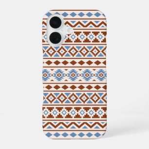 Coque iPhone 16 Motif Essence Aztèque II Crème Bleu Rouille