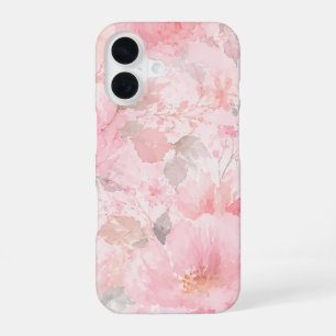 Coque iPhone 16 Motif floral aquarelle rose tendre
