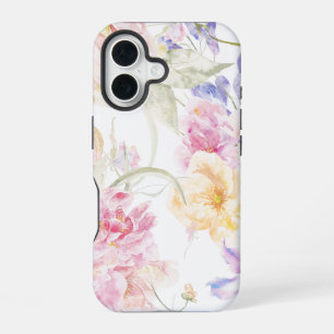 Coque iPhone 16 Motif floral aquarelle sans couture