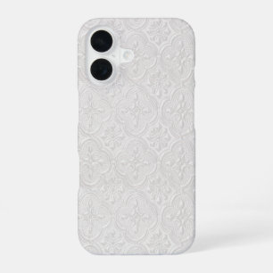 Coque iPhone 16 Motif floral blanc sur blanc