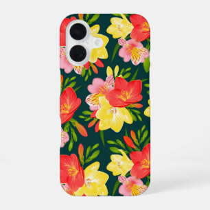 Coque iPhone 16 Motif floral tropical vibrant