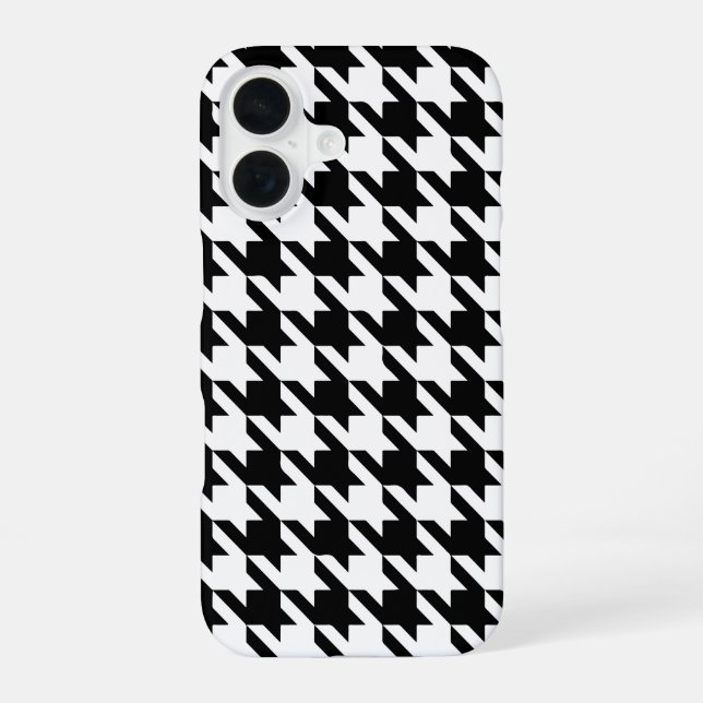 Coque iPhone 16 Motif noir blanc Houndstooth (Verso)