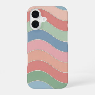 Coque iPhone 16 Motif Pastel Retro Wavy Stripes