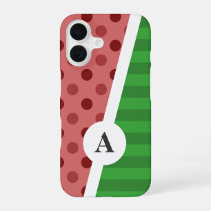 Coque iPhone 16 Motif pois et rayures pastèque