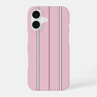 Coque iPhone 16 Motif rayure verticale rose pâle minimaliste