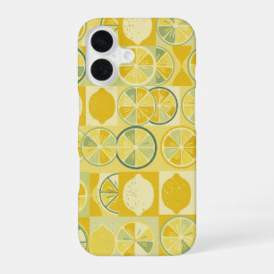 Coque iPhone 16 Motif Vintage avec Citrons Stylisés
