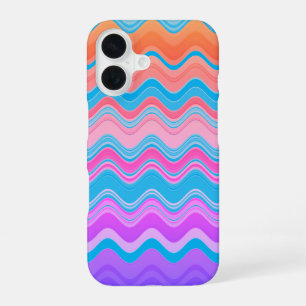 Coque iPhone 16 Motif Zigzag Ondulé Multicolore aux Couleurs Vives