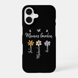 Coque iPhone 16 Mug personnalisé avec noms et fleurs de naissance,