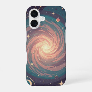 Coque iPhone 16 Nébuleuse de style doux vintage