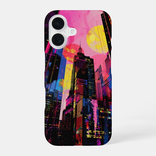 Coque iPhone 16 Neon Cityscape (Verso)