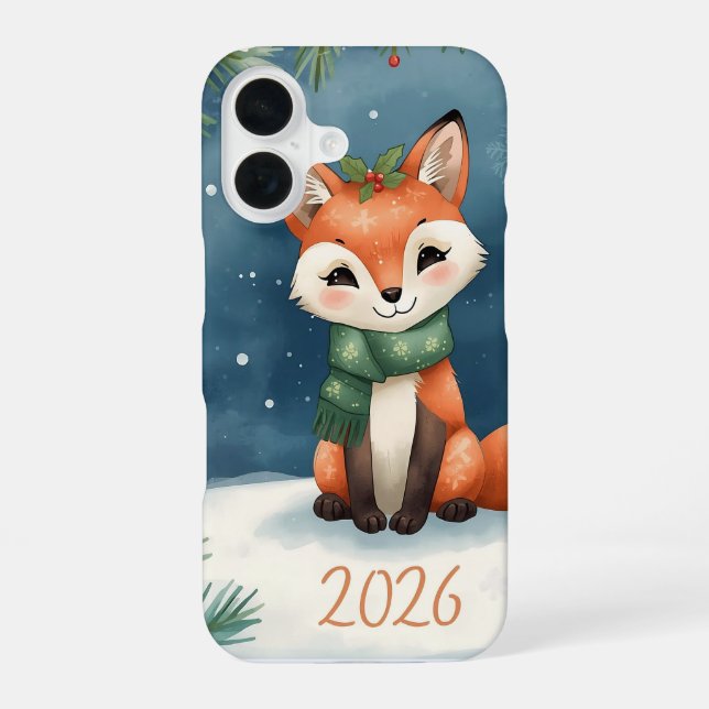 Coque iPhone 16 new year 2026 cute winter fox iphone case (Verso)
