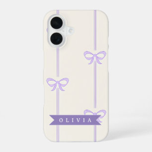 Coque iPhone 16 Nœud Coquette Personnalisé Nom Esthétique Féminin