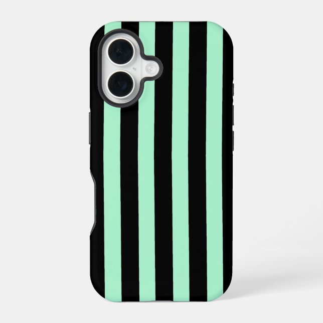 Coque iPhone 16 Noir et vert menthe (Verso)