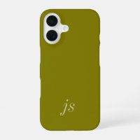 Nom Monogramme Vert Olive Moderne Blanc