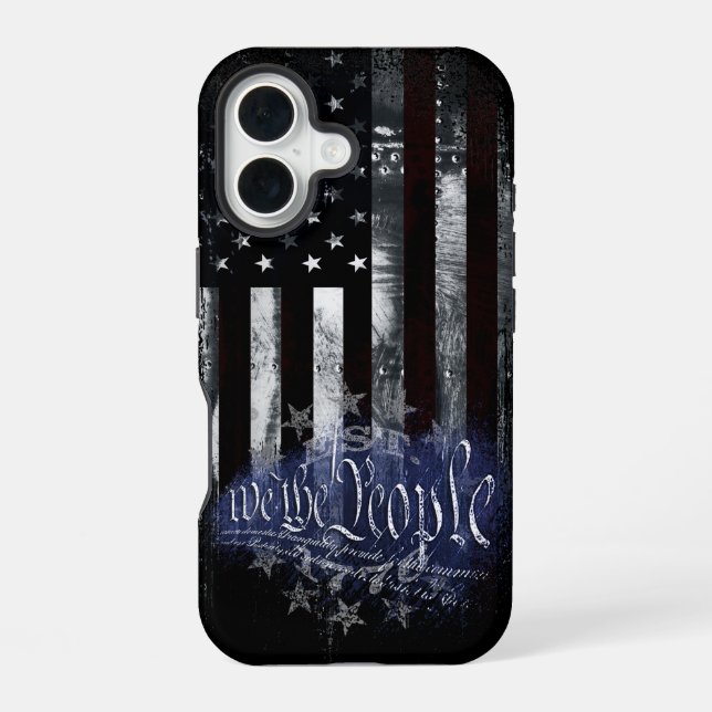 Coque iPhone 16 NOUS LE PEUPLE Drapeau Américain Industriel 13 Éto (Verso)