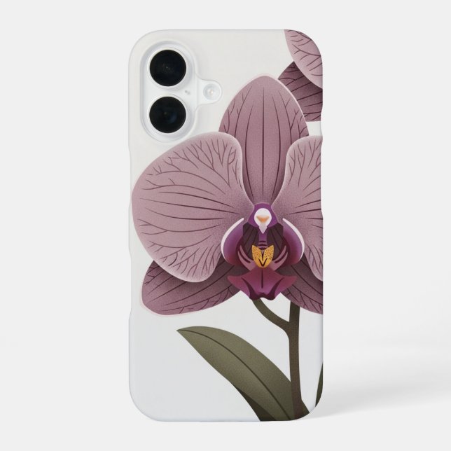Coque iPhone 16 Orchidée Géométrique Vintage (Verso)