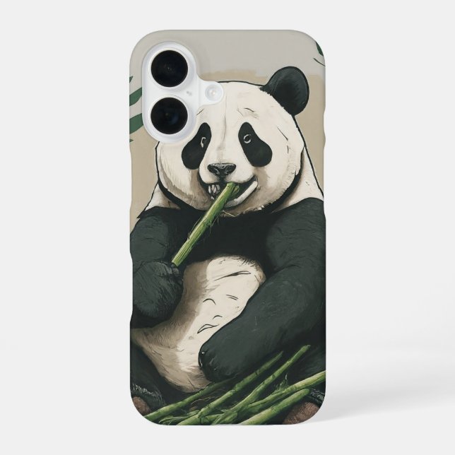 Coque iPhone 16 Panda : L'art de manger le coque de bambou (Verso)