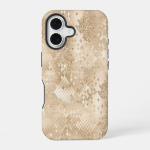 Coque iPhone 16 Parties scintillant or Fancy Motif géométrique