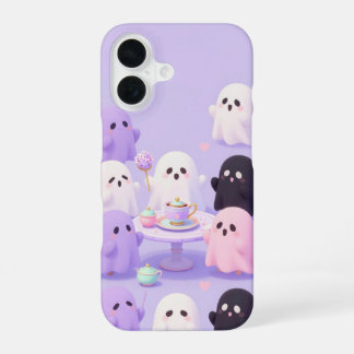 Coque iPhone 16 Pastel Ghost Tea Party Halloween Case