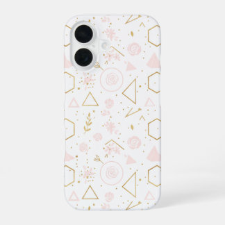 Coque iPhone 16 Pastel rose Floral Patton sans Seamless