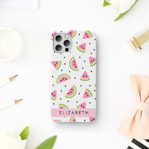 Coque iPhone 16 Pastèques roses, graines de pastèque, votre nom