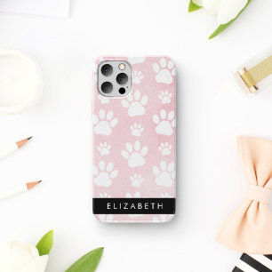 Coque iPhone 16 Pattes de chien, Pattes blanches, Aquarelles roses