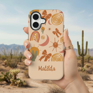 Coque iPhone 16 Personalized Boho Desert Sun Pattern Phone Case