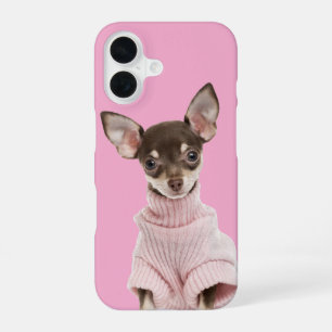 Coque iPhone 16 Photo de chien de famille rose