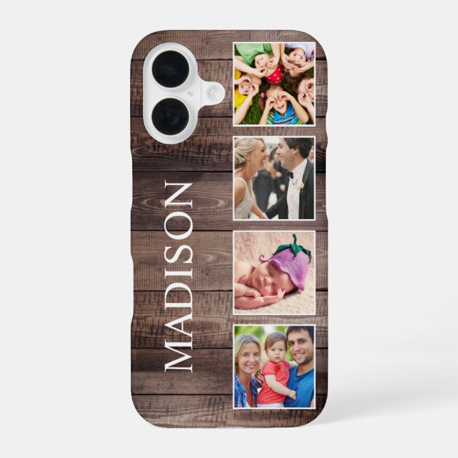 Coque iPhone 16 Photo de Custom Collage Rustic Farmhouse Family (Verso)
