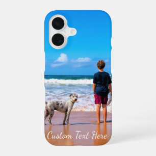 Coque iPhone 16 Photo personnalisée Texte avec vos animaux de comp