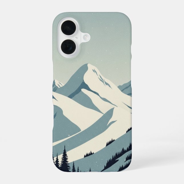 Coque iPhone 16 Pics de neige vintage (Verso)