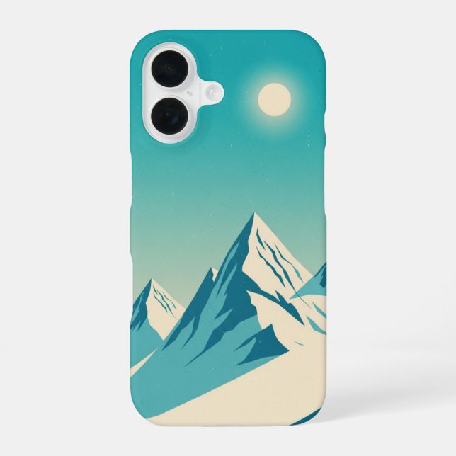 Coque iPhone 16 Pics Rétro Turquoise (Verso)